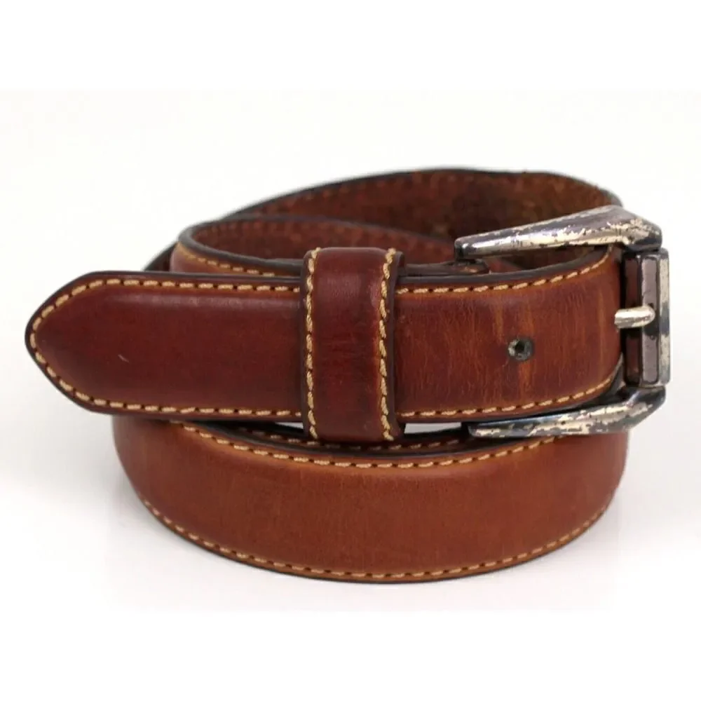 Fossil BROWN GENUINE LEATHER 1 1/8"Wd STITCH DRESS CASUAL MEN'S BELT 32/80 (X37 - Picture 6 of 16